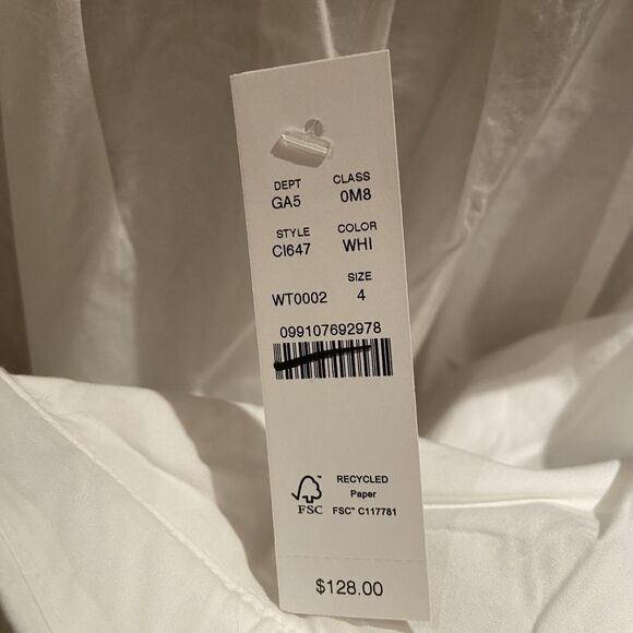 J. Crew Contrast Stitch Midi Skirt 100% Cotton Poplin White Size 4 Classic - Picture 8 of 14